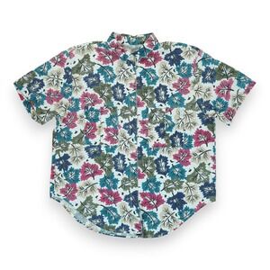 Vintage‎ 90s Cherokee Women's M Petite Short Sleeve Button Up Shirt Floral